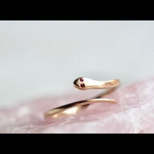 Solid 10K Gold with ruby Snake Ring